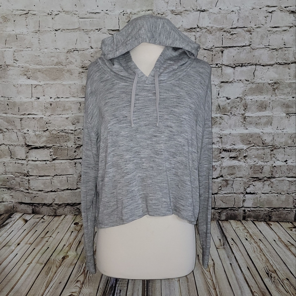 Athleta Cropped Hoody Size M Gray Heather
